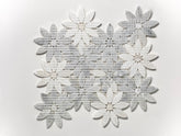 Carrara and Thassos Daisy Flower Marble Mosaic - Polished Stone Accent for Kitchen, Bathroom & Fireplace (1 Sheet)